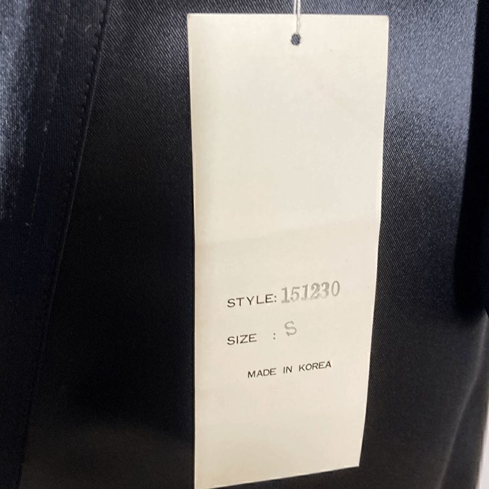 A.J. Bari S Black Satin Trench Coat 1 FLAW Deadstock 80s Puffed Sleeves Evening - Picture 10 of 12